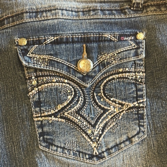 Angels jeans sz 20 faded zip/button with silver hardware and embellishments - Picture 8 of 11